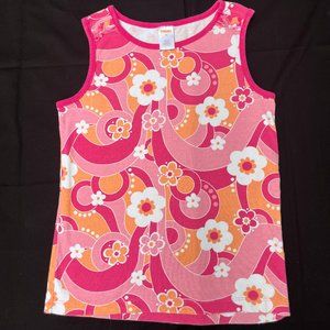Gymboree - Pink Orange Retro Floral Print Sleeveless Shirt
